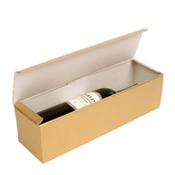 Seta Oro - 1 Bottle Box  - Opens on SIDE (Horizonal Opening)- Matte Gold Embossed 3-3/4 x 3-3/4 x 13-3/8   100/ctn     Made in Italy