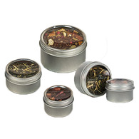 EACH - Medium Twist Tin 1-7/8 dia x 1 in   Silver with Windowed Twist on Lid - food grade
