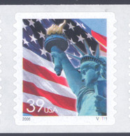 Scott # 3980 Plate # V1111 .39 lady liberty - center# 5M blue