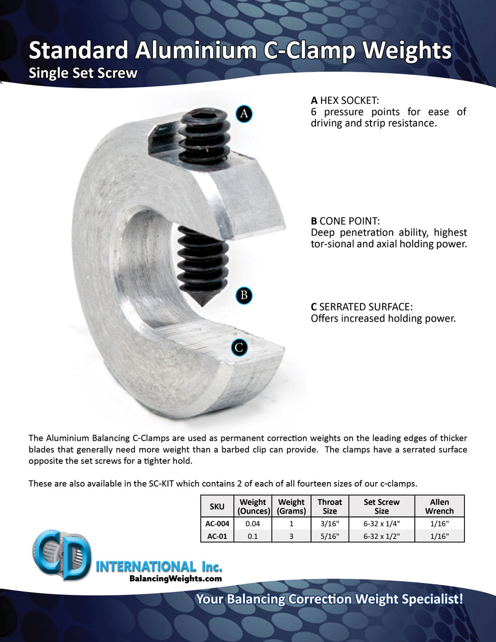 0 10 Oz 3 G Aluminum Balancing Clamp Weights 5 16 Throat Size Ac 01 Balancing Weights