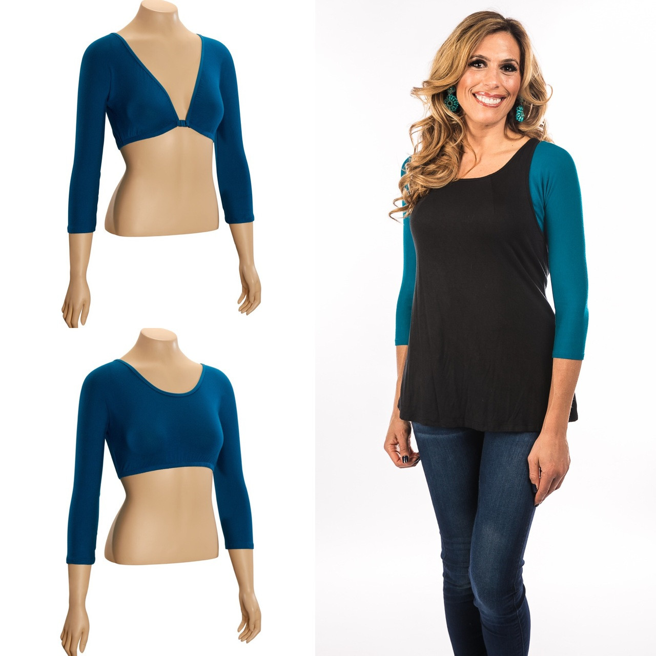 Basic 3/4 Sleeve Teal Jersey Sleevey Wonders Sleevey Wonders