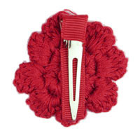 Red Crochet Clip Flower
