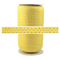 Yellow Silver Dots Fold Over Elastic 100yd