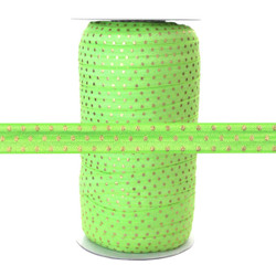Bright Green Gold Dots - 100 Yard Roll 5/8" Fold Over Elastic