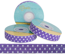 Purple with White Polka Dots Fold Over Elastic