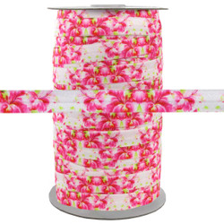Floral Pink 5/8" Fold Over Elastic 100yd