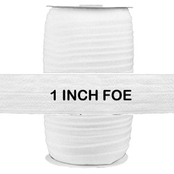 White Wholesale 1" - 25mm Fold Over Elastic 100yd