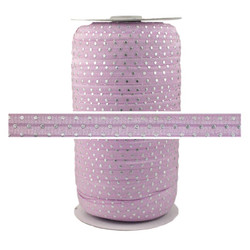 Lilac Silver Dots Fold Over Elastic 100yd
