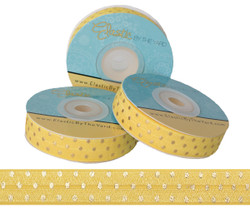 Yellow with Gold Metallic Dots Fold Over Elastic