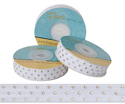 White with Silver Metallic Dots Fold Over Elastic