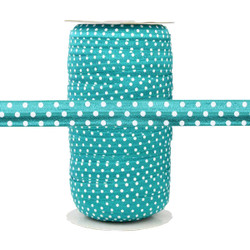 Teal with White Polka Dots Fold Over Elastic 100yd