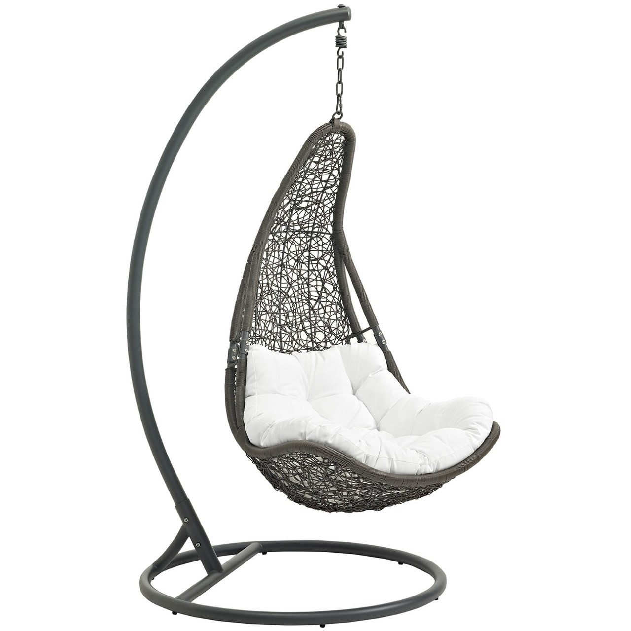 Abate Outdoor Patio Swing Chair With Stand White Rattan 10910