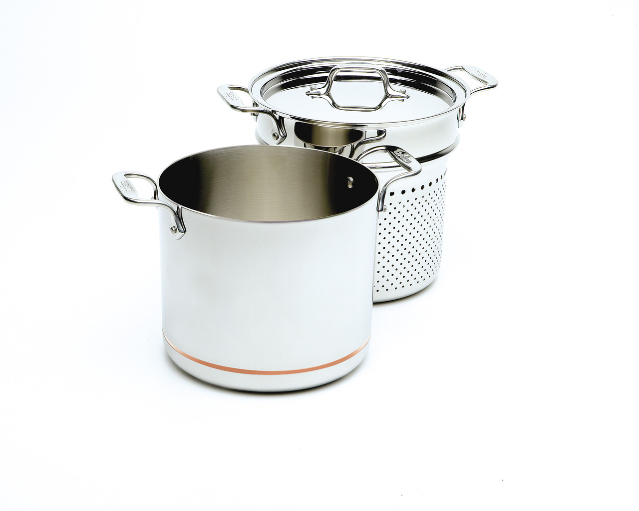 All-Clad, Kitchen, Allclad Emerilware Quality Copper Stainless Steel 8qt  Stock Pot Pasta Insert