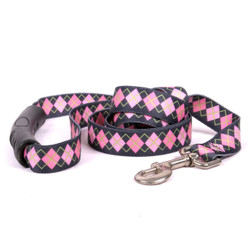Pink Argyle EZ-Grip Dog Leash Pink Argyle EZ-Grip Dog Leash