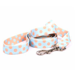 Blue and Melon Polka Dot Dog Leash Blue and Melon Polka Dot Dog Leash