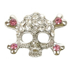 Skull and Crossbones Charm - Pink (10mm) Skull and Crossbones Charm - Pink (10mm)