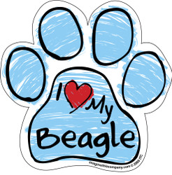 I Love My Beagle BLUE Scribble Paw Magnet I Love My Beagle BLUE Scribble Paw Magnet