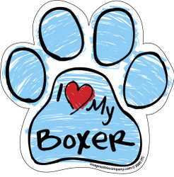 I Love My Boxer BLUE Scribble Paw Magnet I Love My Boxer BLUE Scribble Paw Magnet
