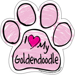 I Love My Goldendoodle PINK Scribble Paw Magnet I Love My Goldendoodle PINK Scribble Paw Magnet