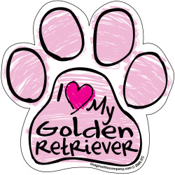 I Love My Golden Retriever PINK Scribble Paw Magnet I Love My Golden Retriever PINK Scribble Paw Magnet