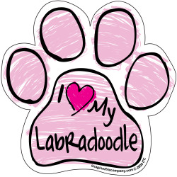 I Love My Labradoodle PINK Scribble Paw Magnet I Love My Labradoodle PINK Scribble Paw Magnet
