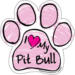 I Love My Pit Bull PINK Scribble Paw Magnet I Love My Pit Bull PINK Scribble Paw Magnet