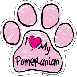 I Love My Pomeranian PINK Scribble Paw Magnet I Love My Pomeranian PINK Scribble Paw Magnet