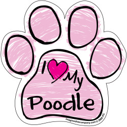 I Love My Poodle PINK Scribble Paw Magnet I Love My Poodle PINK Scribble Paw Magnet