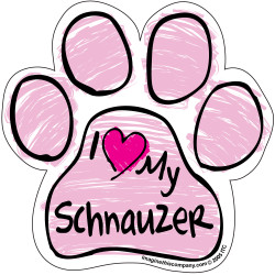 I Love My Schnauzer PINK Scribble Paw Magnet I Love My Schnauzer PINK Scribble Paw Magnet