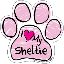 I Love My Sheltie PINK Scribble Paw Magnet I Love My Sheltie PINK Scribble Paw Magnet