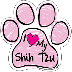 I Love My Shih Tzu PINK Scribble Paw Magnet I Love My Shih Tzu PINK Scribble Paw Magnet