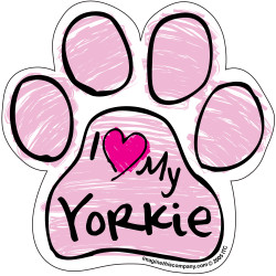 I Love My Yorkie PINK Scribble Paw Magnet I Love My Yorkie PINK Scribble Paw Magnet