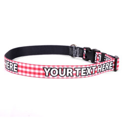 Personalized Gingham Red Dog Collar Personalized Gingham Red Dog Collar