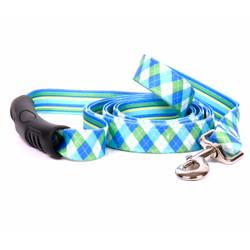 Blue and Green Argyle Uptown Dog Leash Blue and Green Argyle Uptown Dog Leash