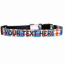 Personalized Madras Blue Plaid Dog Collar Personalized Madras Blue Plaid Dog Collar