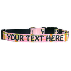 Personalized Madras Pink Plaid Dog Collar Personalized Madras Pink Plaid Dog Collar