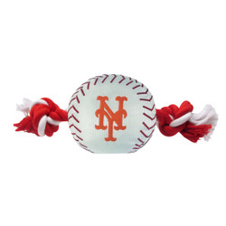 New York Mets Nylon Rope Baseball Squeaker Dog Toy New York Mets Nylon Rope Baseball Squeaker Dog Toy