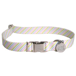 Southern Dawg Seersucker Pink and Blue and Green Premium Dog Collar Southern Dawg Seersucker Pink and Blue and Green Premium Dog Collar