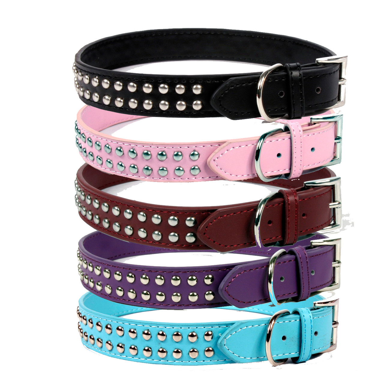 Rivet Studded Leather Dog Collar Hot Dog Collars