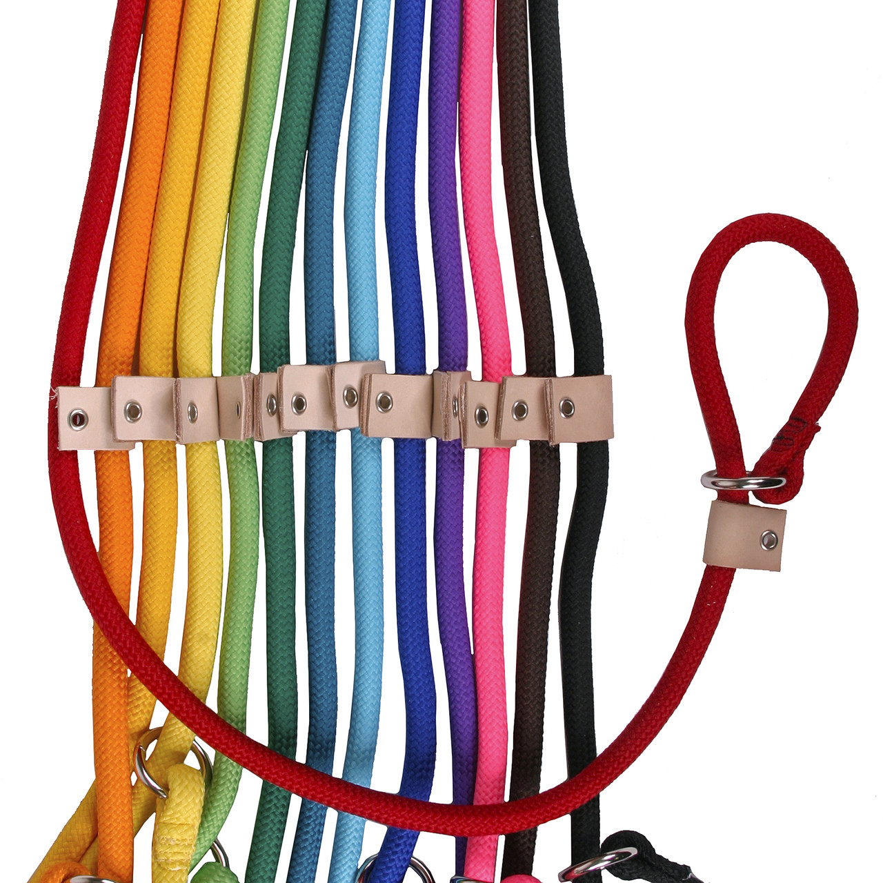 Braided Rope Slip Leash For Dogs With Leather Stop - Hot Dog Collars