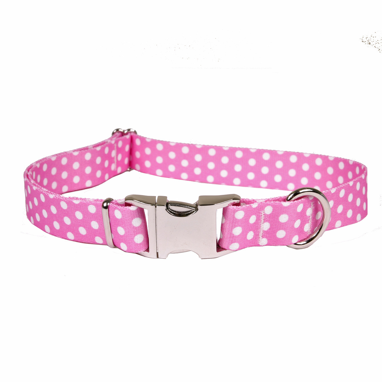 Polka Dot New Pink Premium Metal Buckle Dog Collar - Hot ...
