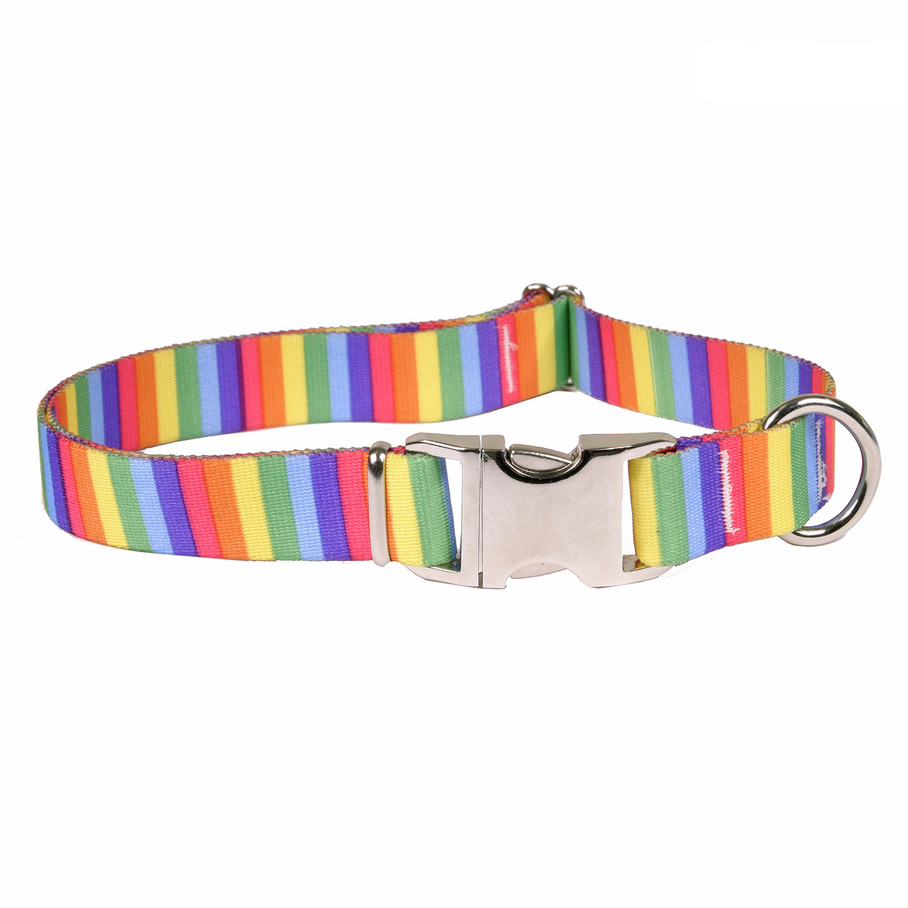 Rainbow Stripes Premium Metal Buckle Dog Collar - Hot Dog Collars