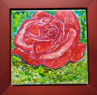hand painted rose ceramic tile