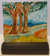 Hand painted ceramic tile