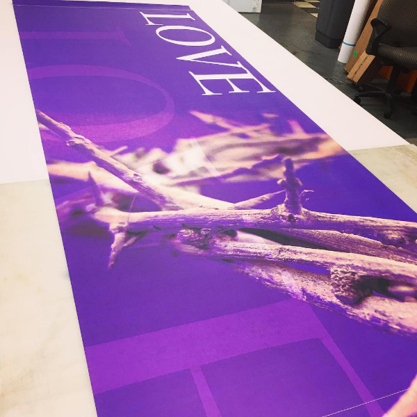 2x6 fabric purple love banner