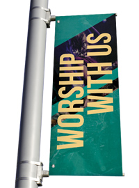 Worship With Us Light Pole Banner Style 23