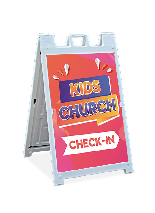 Sandwich Sign - Kids Church Check-In - Church Banners