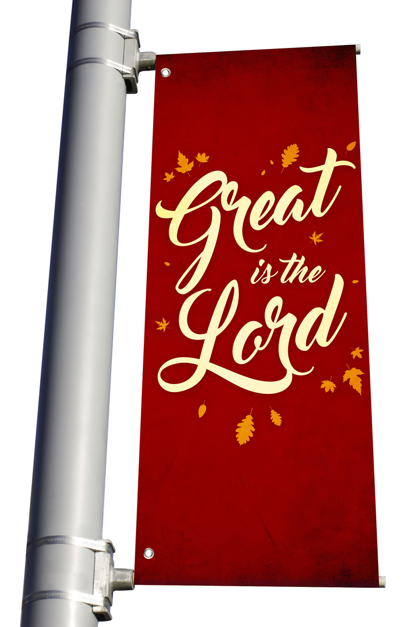 Light Pole Banner -Burgundy Fall Great DS - Church Banners .com