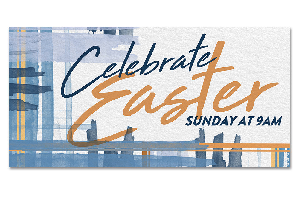 Outdoor Vinyl Easter Blue Plaid Celebrate Easter Church Banners