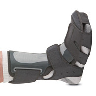 Exoform® Dorsal Night Splint
HC000398 
•Adjustable aluminum stay inside dorsal shell allows modification in the angle of dorsiflexion
•Soft, overmolded edges enhance comfort
•Hinged shell at the calf area prevents brace rotation
•Semi-rigid plantar pad reduces discomfort along the sides of the foot while providing an improved angle of dorsiflexion
•Non-slip surface on plantar pad prevents slipping during normal walking
•Circumferential heel and posterior strapping prevents migration while increasing overall comfort and effectiveness
•Strapping and shell perforations improve comfort and breathability
•Integrated support shell with adjustable aluminum stay maintains the therapeutic angle of the foot and lower leg at 85° to 90°
•Flex Edge™ overmolding eliminates pressure points and discomfort while protecting sleeping partners
•Full calf and heel strapping holds the foot in the desired angle and eliminates rotation and migration of the product
•Thermoformed Form Fit® padding
•Ideal for Plantar Fasciitis, Achilles Tendonitis, Drop Foot and Post-Static Pain
